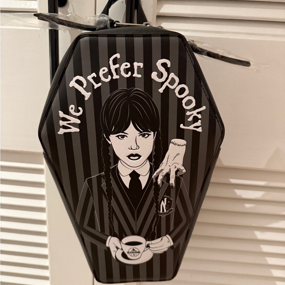 Black and White Coffin-Shaped Bag